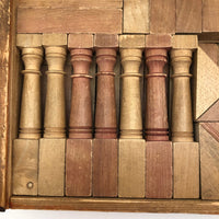 Lovely Large Antique Set of Wooden Building Blocks in Original Box