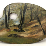 Signed Forest Landscape on Wooden Painter's Palette, 1904, Scandanavian