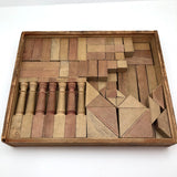 Lovely Large Antique Set of Wooden Building Blocks in Original Box
