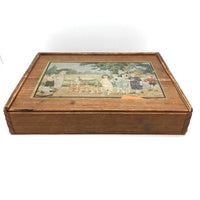 Lovely Large Antique Set of Wooden Building Blocks in Original Box