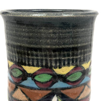 West German Handthrown Mid-Century Signed Pottery Goblet with Harlequin Pattern