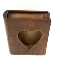 Lovely Antique Treen (Presumed Card) Box with Heart Cutout