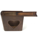 Lovely Antique Treen (Presumed Card) Box with Heart Cutout