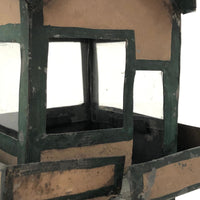 Wonderful Old Painted Tin Folk Art Tower with Glass Windows