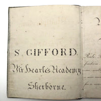 Samuel Gifford 1828 British Math School Notebook (1) with Fraktur Writing