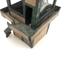 Wonderful Old Painted Tin Folk Art Tower with Glass Windows