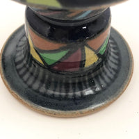 West German Handthrown Mid-Century Signed Pottery Goblet with Harlequin Pattern