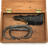 Old Cigar Box with Two Hand-forged Steel Strikers Plus Flint