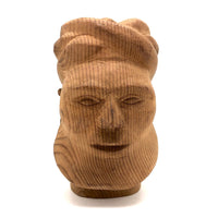 Carved Pine Folk Art Head with Beard and Turban