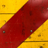 Yellow with Red Stripe Old Wooden Railroad Sign