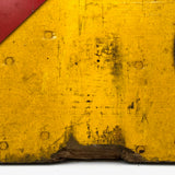 Yellow with Red Stripe Old Wooden Railroad Sign