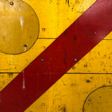 Yellow with Red Stripe Old Wooden Railroad Sign