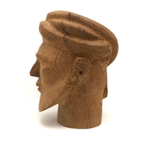 Carved Pine Folk Art Head with Beard and Turban