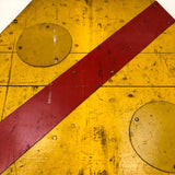 Yellow with Red Stripe Old Wooden Railroad Sign