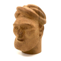 Carved Pine Folk Art Head with Beard and Turban