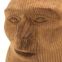 Carved Pine Folk Art Head with Beard and Turban