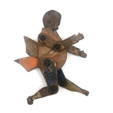 Marvelous Antique Jointed Folk Art Wooden Man with Wings!