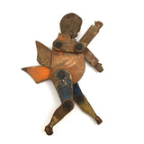 Marvelous Antique Jointed Folk Art Wooden Man with Wings!