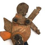 Marvelous Antique Jointed Folk Art Wooden Man with Wings!