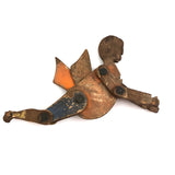 Marvelous Antique Jointed Folk Art Wooden Man with Wings!
