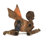 Marvelous Antique Jointed Folk Art Wooden Man with Wings!