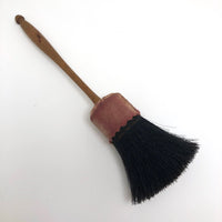 Handmade Antique Horsehair Brush with Turned Handle and Pink Cloth Wrap