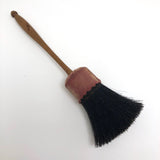 Handmade Antique Horsehair Brush with Turned Handle and Pink Cloth Wrap