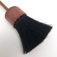 Handmade Antique Horsehair Brush with Turned Handle and Pink Cloth Wrap