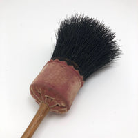 Handmade Antique Horsehair Brush with Turned Handle and Pink Cloth Wrap