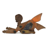 Marvelous Antique Jointed Folk Art Wooden Man with Wings!