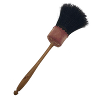 Handmade Antique Horsehair Brush with Turned Handle and Pink Cloth Wrap