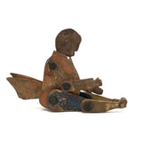 Marvelous Antique Jointed Folk Art Wooden Man with Wings!