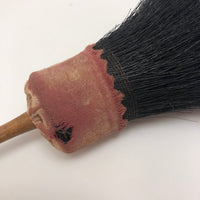 Handmade Antique Horsehair Brush with Turned Handle and Pink Cloth Wrap