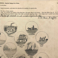 Points of Interest in and Around Rockland, Maine 1894 Pencil Drawing