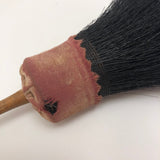 Handmade Antique Horsehair Brush with Turned Handle and Pink Cloth Wrap