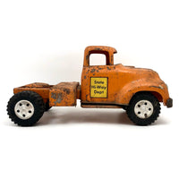 Bright Orange 1957 Tonka Hi-Way Dept. Tractor Trailer