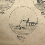 Points of Interest in and Around Rockland, Maine 1894 Pencil Drawing