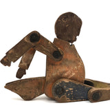 Marvelous Antique Jointed Folk Art Wooden Man with Wings!