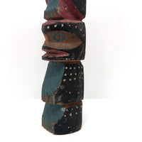 Wonderful Old Native American Carved Polychrome Totem Pole, Presumed Nootka