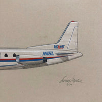 Colored Pencil and Gouache on Board 1974 Rendering of Liggett Group Jet
