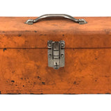 Terrific Large Vintage Orange Metal Toolbox with Interior Tray