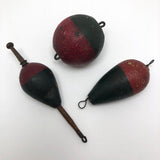 Green and Red Painted Old Wooden Fishing Floats