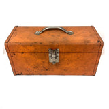 Terrific Large Vintage Orange Metal Toolbox with Interior Tray