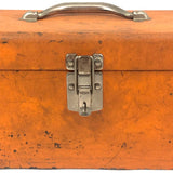 Terrific Large Vintage Orange Metal Toolbox with Interior Tray
