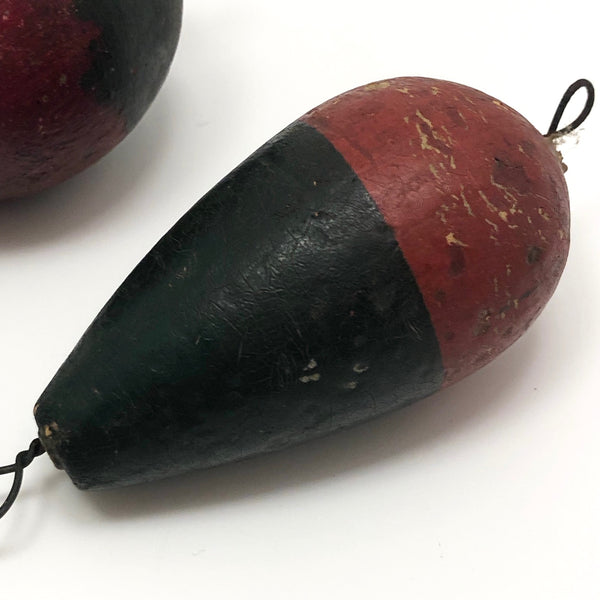 Green and Red Painted Old Wooden Fishing Floats – critical EYE Finds