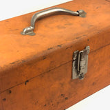 Terrific Large Vintage Orange Metal Toolbox with Interior Tray