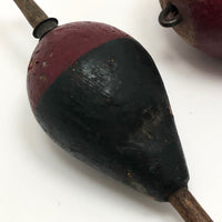 Green and Red Painted Old Wooden Fishing Floats