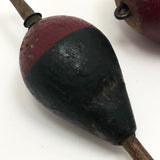 Green and Red Painted Old Wooden Fishing Floats
