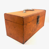 Terrific Large Vintage Orange Metal Toolbox with Interior Tray