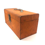 Terrific Large Vintage Orange Metal Toolbox with Interior Tray